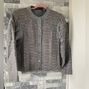 Women’s JHANE BARNES Vtg Silk Blend Button Lined Jacket-Gray/Blue-Size 2